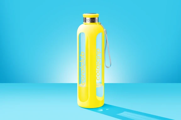 Clear Water glass bottle, Illuminating yellow